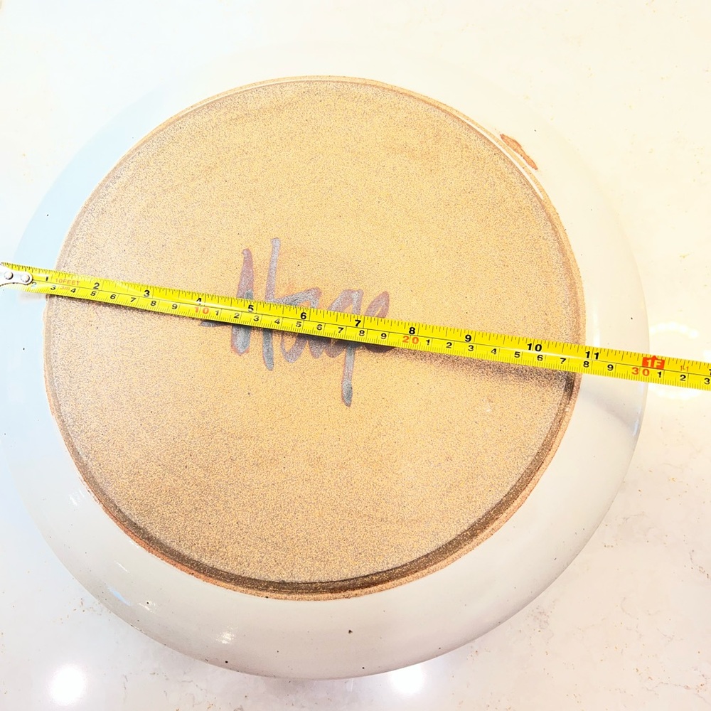 Hage Studio Signed Stoneware Pottery MCM Chip Attached Dip Platter Geometric - Picture 6 of 8